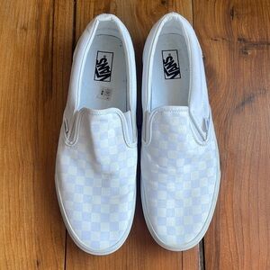 Vans Classic Slip-On Checkerboard Shoes - Size 15 True White